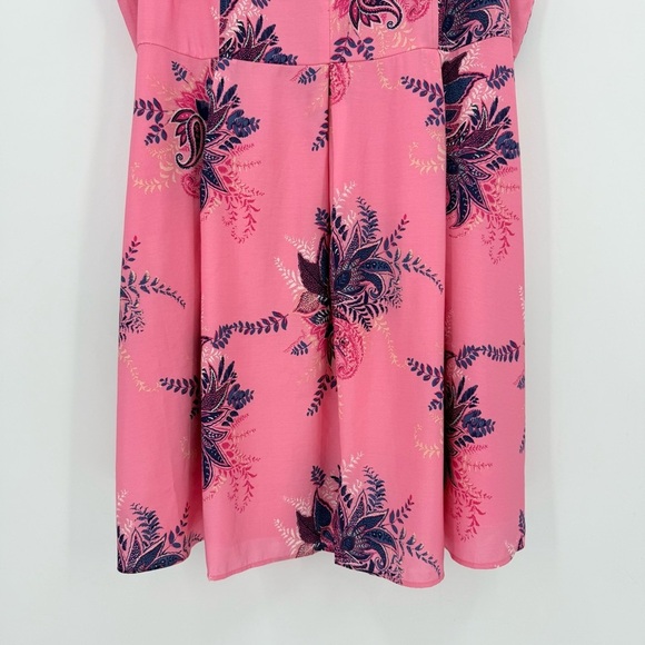 LOFT Paisley Corset Seamed Flare Summer Dress in Pink Multi Size 16 - Picture 7 of 15